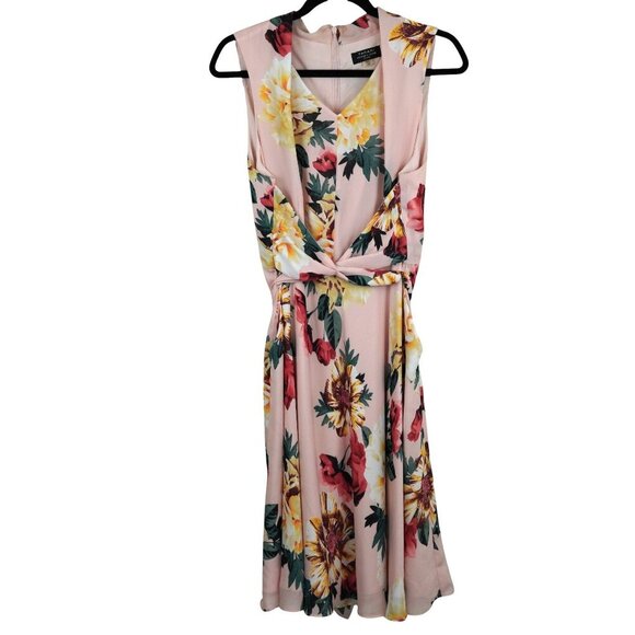 Tahari Arthur S. Levine Petite Floral Midi Dress 12P - Sleeveless, Fit & Flare - Picture 1 of 11